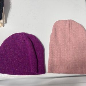 Source Unknown Purple and Pink Kids Beanies